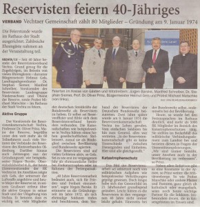 Reservisten feiern 40-Jähriges NWZ 13.01.2014 2
