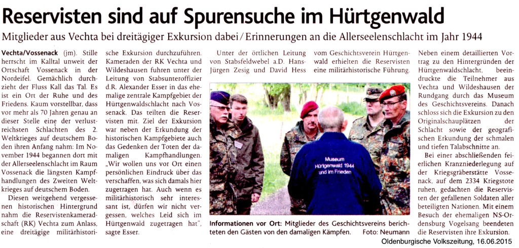2015.06.16. OV - Reservisten sind auf Spurensuche im Hürtgenwald